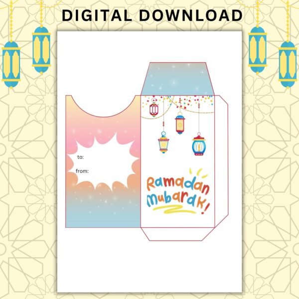 Printable Eid Mubarak gift Money Envelope,6 Envelope,Digital Download,Pdf File. - Image 7