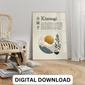 Kintsugi Poster Wall Art Print Japanese Calligraphy Japanese Motivational Poster