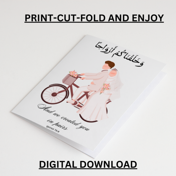 Nikkah Wedding Card Congratulation  Arabic Calligraphy "And We Created You In Pairs" Digital Download 5x7in. - Image 4