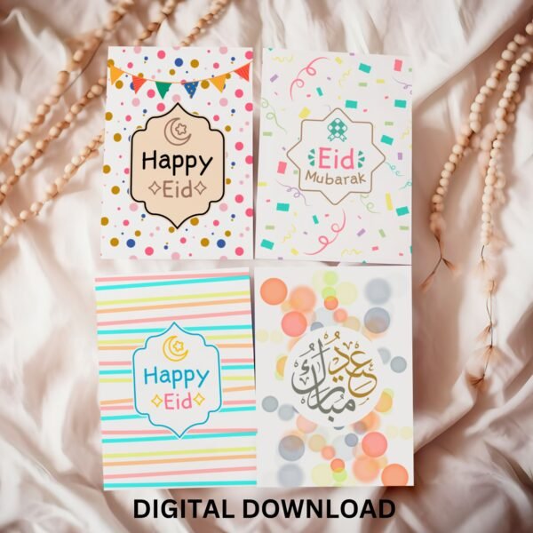 Eid Mubarak Gift Card And Postcard 6Different Designs Gift For Kids Digital Download Pdf File 5x7 In - Image 3