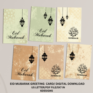 eid mubarak card 6 design set 6 card pack