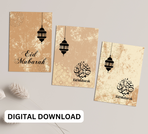 Eid Mubarak Cards  6 Designs Islamic Greeting Cards Printable Cards - Image 7