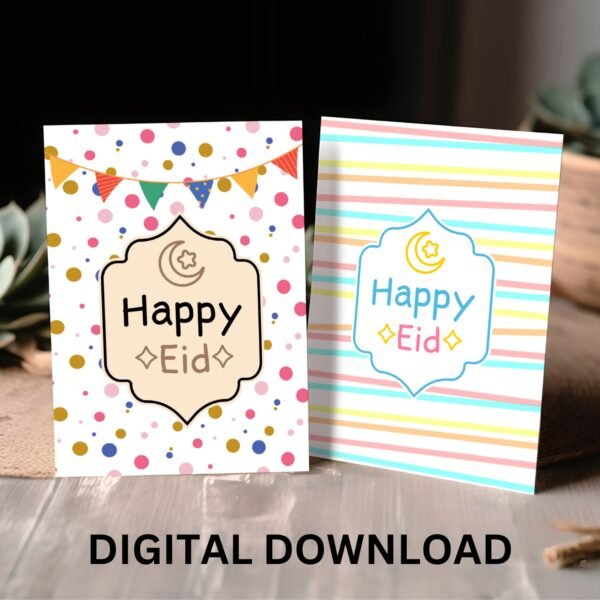 Eid Mubarak Gift Card And Postcard 6Different Designs Gift For Kids Digital Download Pdf File 5x7 In - Image 5