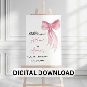 Aqiqah Printable Welcome Sign – Personalized Islamic Baby Shower Decor