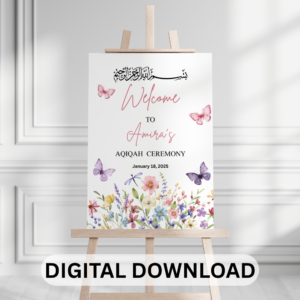 Aqiqah Printable Welcome Sign – Personalized Islamic Baby Shower Decor
