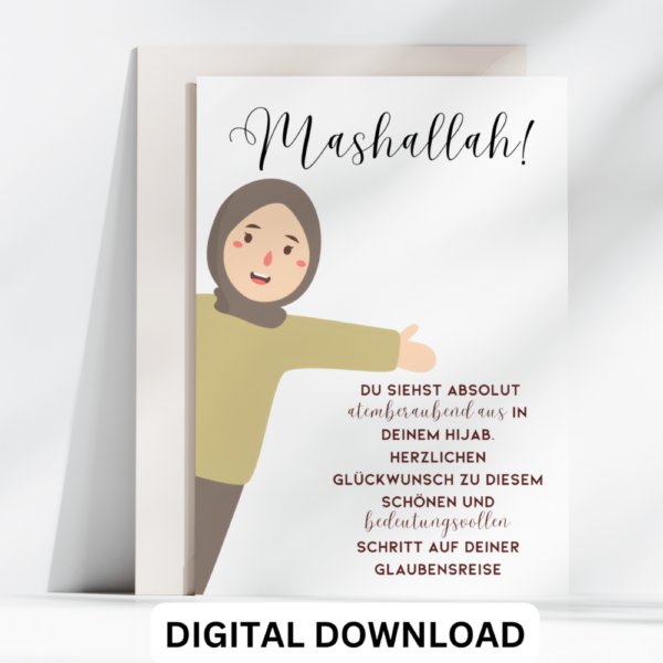 Hijab Card Germany Welcome to Islam Card – New Muslimah Hijab Printable | Digital Download Greeting Card - Image 5