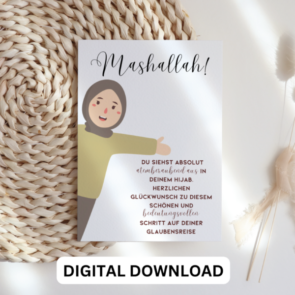 Hijab Card Germany Welcome to Islam Card – New Muslimah Hijab Printable | Digital Download Greeting Card - Image 3