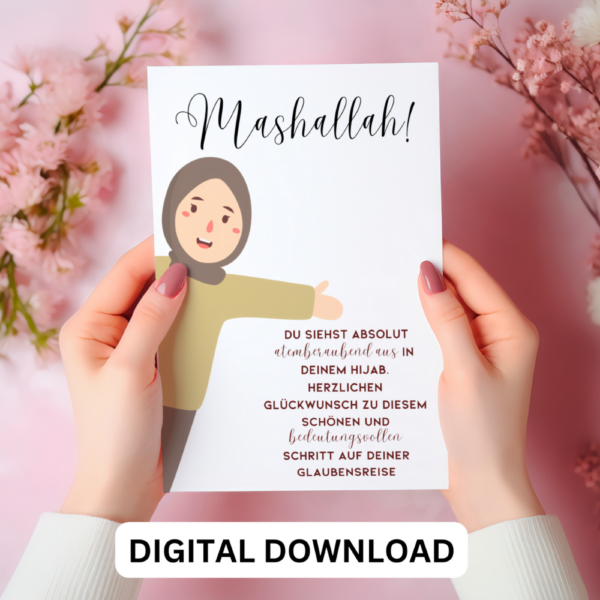 New Hijab Card Welcome to Islam Card – New Muslimah Hijab Printable | Digital Download Greeting Card