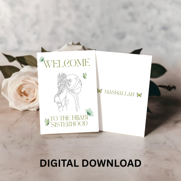 Hijab Card Welcome to Islam Card – New Muslimah Hijab Printable | Digital Download Greeting Card - Image 3