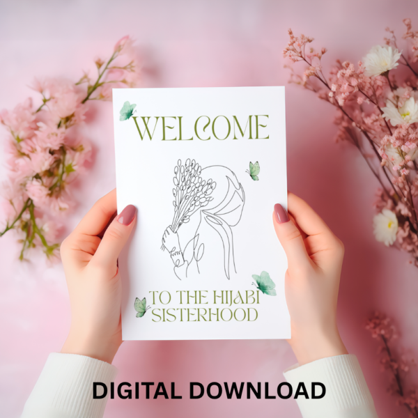 New Hijab Card Welcome to Islam Card – New Muslimah Hijab Printable | Digital Download Greeting Card