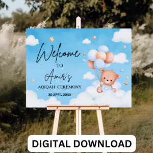Aqiqah Printable Welcome Sign – Personalized Islamic Baby Shower Decor