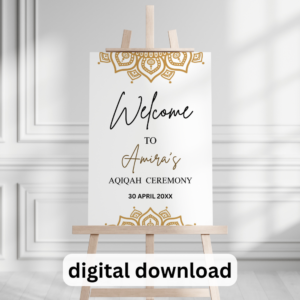 Aqiqah Printable Welcome Sign – Personalized Islamic Baby Shower Decor