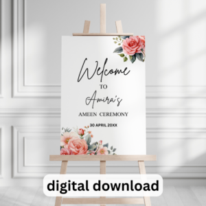 Printable Ameen Ceremony Welcome Sign – Personalized Muslim Khatm Quran Party Decor (PDF)